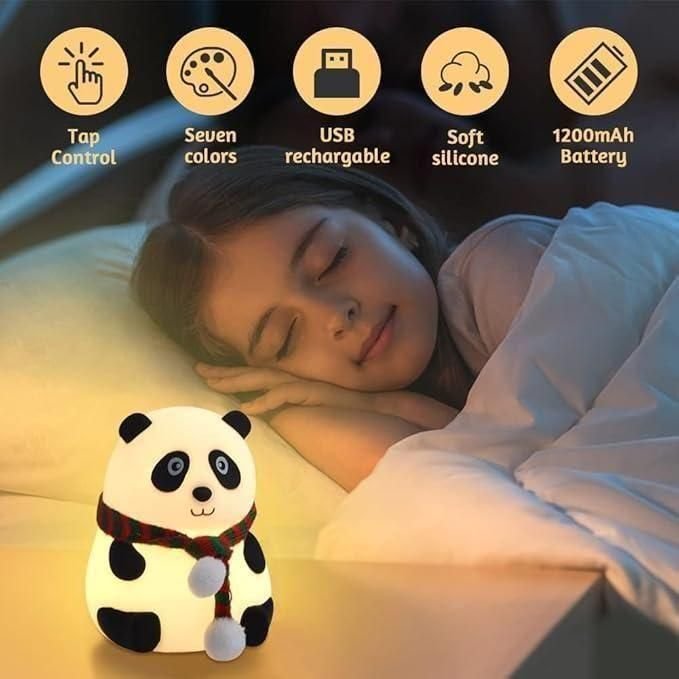 Cute Panda Night Light for Kids | Soft Silicone Lamp | 7-Color LED - Image 3