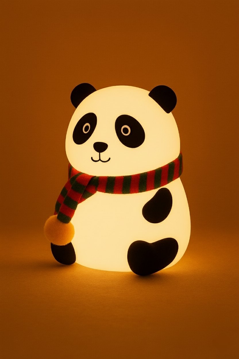 Cute Panda Night Light for Kids | Soft Silicone Lamp | 7-Color LED