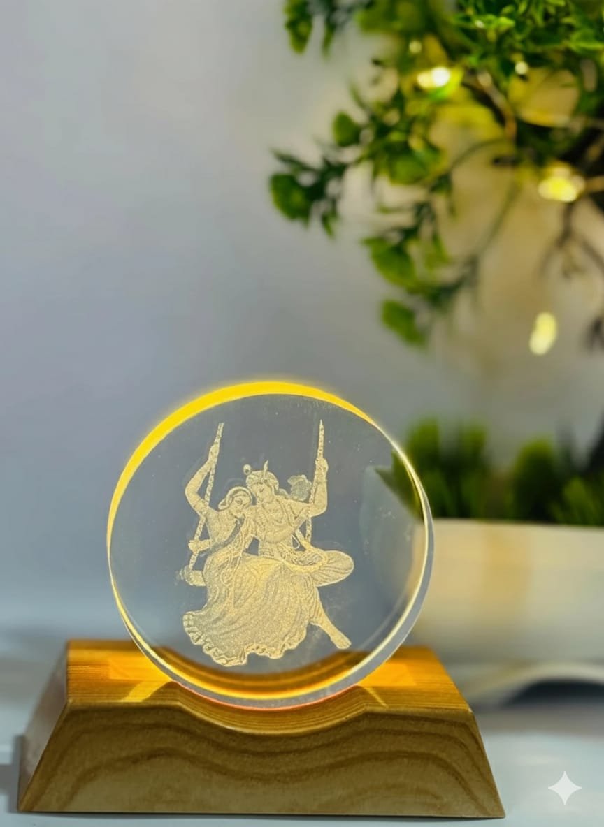 Radha Krishna LED Crystal Showpiece