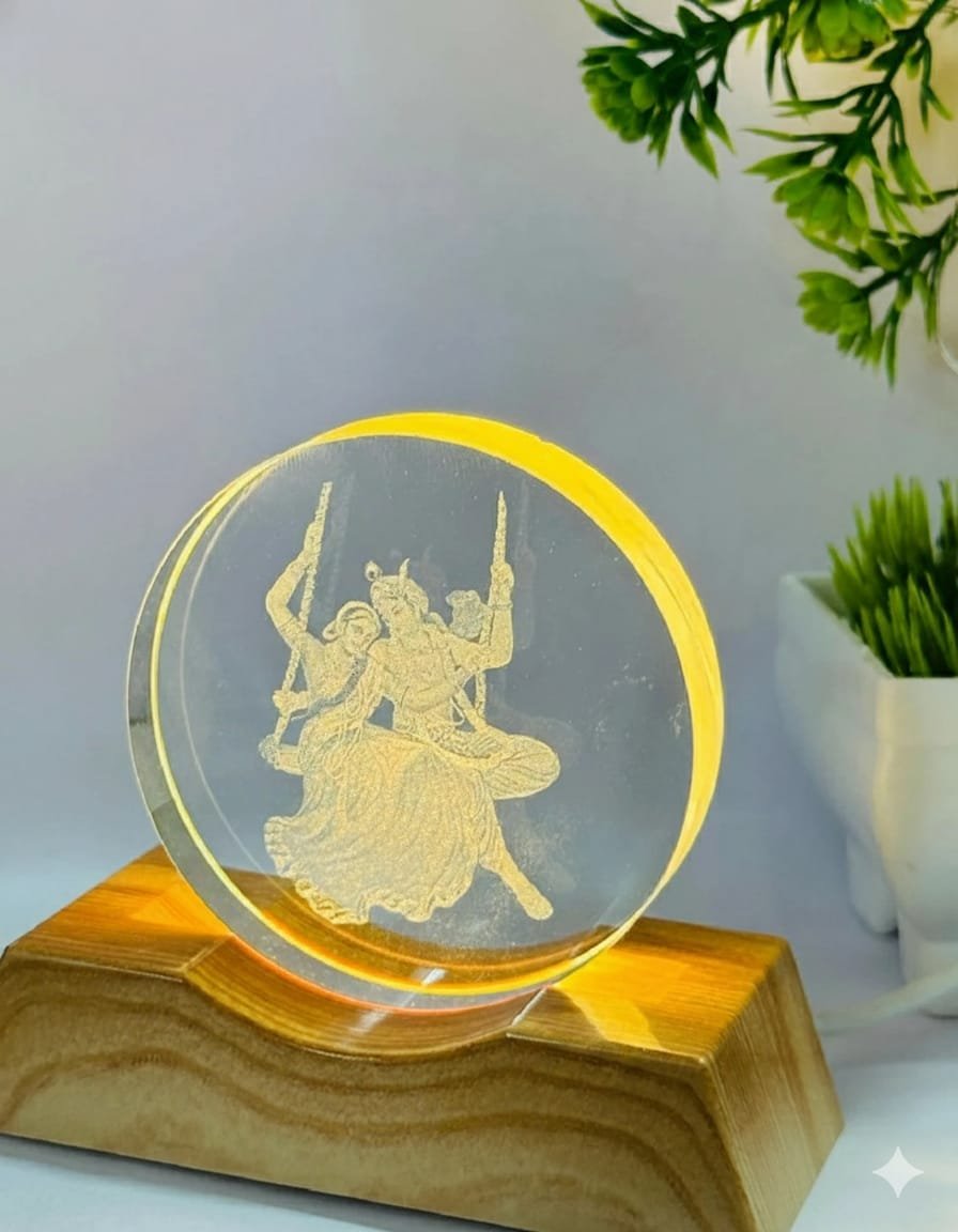 Radha Krishna LED Crystal Showpiece - Image 3